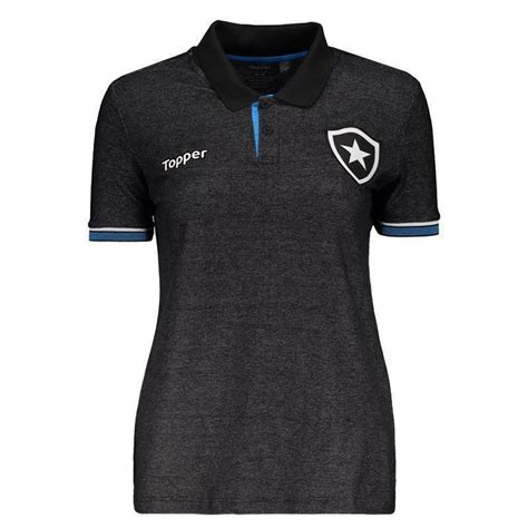 Polo Topper Botafogo Feminina Preta Futfanatics