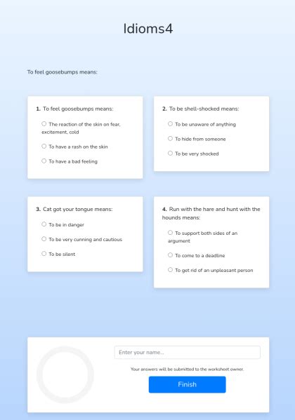 Idioms4 Interactive E Worksheet Quickworksheets