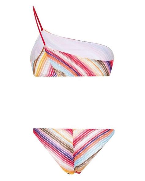 Missoni One Shoulder Bikini Set In Pink Lyst