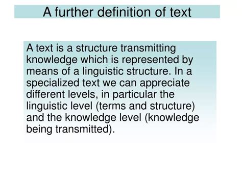 Ppt A Further Definition Of Text Powerpoint Presentation Free