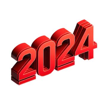 Bright Red 3d 2024 Font 2024 Text Effect New Year PNG Transparent