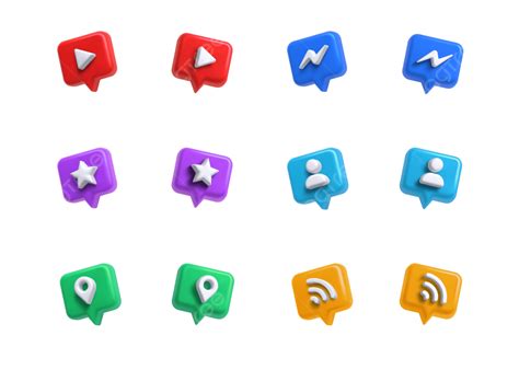 Diseño De Conjunto De Iconos De Redes Sociales 3d PNG dibujos 3d