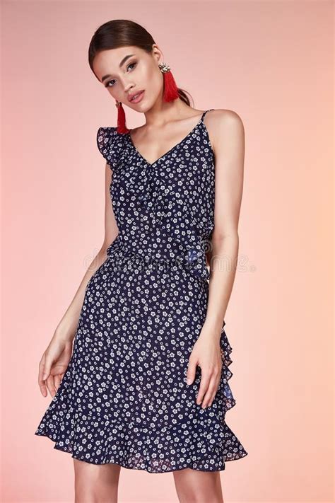 Beautiful Woman Pretty Face Long Brunette Hair Wear Black P Stock Image Image Of Makeup