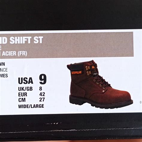 Safety Shoes Caterpillar Second Shift ST Dark Brown Original Ukuran