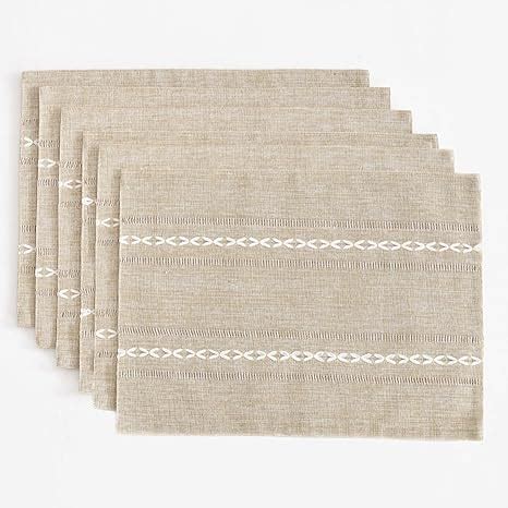 Wracra Lot De Napperons En Coton Et Lin Ourlet Jour Rustique