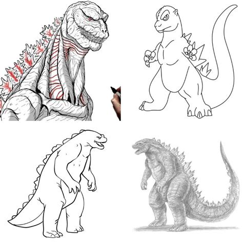 Godzilla Drawing Step By Step