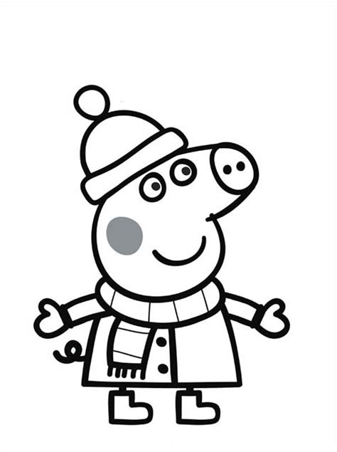 Peppa Pig Wearing Winter Clothes Coloring Page Coloring Sky Peppa