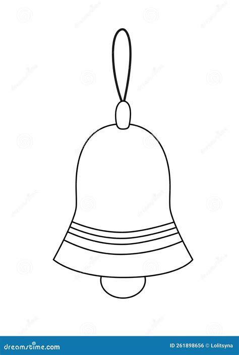 Bell Black And White Simple Bell Coloring Page Vector Stock Vector