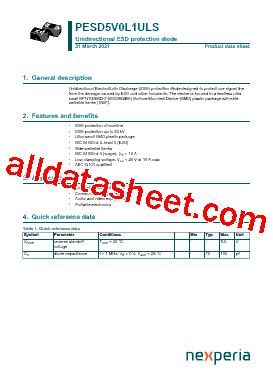 P Marking Pesd V L Uls Datasheet Pdf Nexperia B V All Rights Reserved