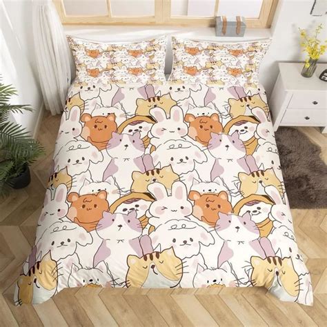 Cute Cat Housse De Couette Toddler Dessin Animé Sheep Rabbit Parure De