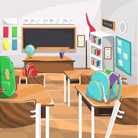 Premium Vector Elementary School Classroom With Chalk Board