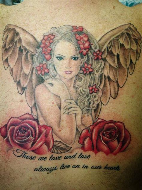 Angel And Roses By A Wendy McAninch Tanglewood Tattoo Studio UK