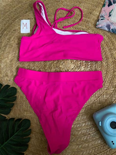 Shein Sexy Pink Two Piece Swimsuit Swimwear Bikini Medium Women S