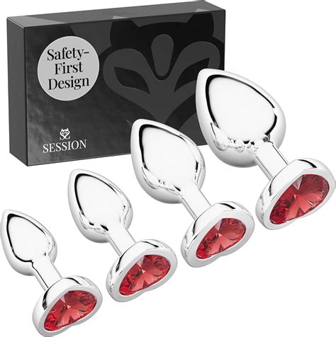 Session Butt Plugs Piece Training Set Anal Plug Toys Stainless Steel Jewel Charm Silver