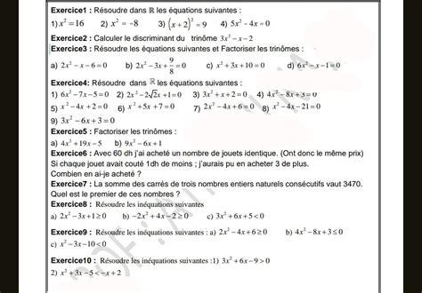 Exercice Rsoudre Dans R Les Quations Studyx