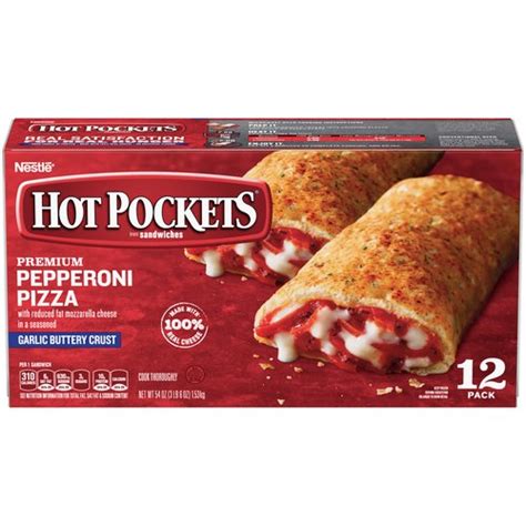 Hot Pockets Premium Pepperoni Pizza Garlic Buttery Crust Sandwich 12 Count 54 Oz