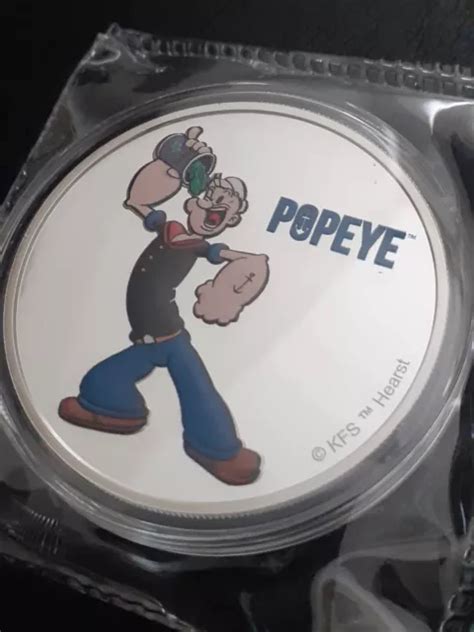 POPEYE FARBIGE 1 Unzen Silbermünze 50 Cent Fidschi 2024 EUR 65 38