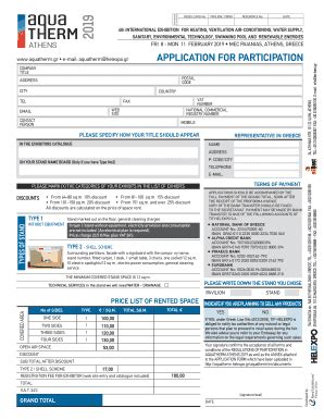 Fillable Online Application Form AQUA THERM Helexpo Fax Email Print