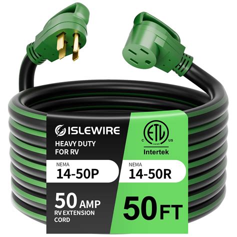 50 Feet 50 Amp RV/EV Extension Cord with Grip Handle, Heavy Duty 6/3+8/ ...