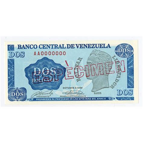 Banco Central de Venezuela, 1989 Specimen Banknote - Archives ...