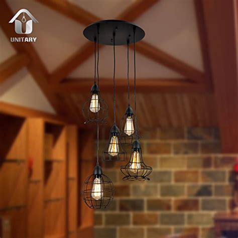 UNITARY BRAND Rustic Barn Metal Chandelier Max 200W With 5 Light Black ...