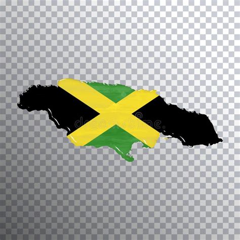 Vlag Van Jamaica En Kaart Transparante Achtergrond Stock Illustratie