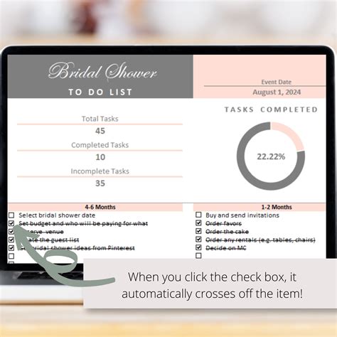 Bridal Shower Checklist Excel Spreadsheet Template Engagement Party