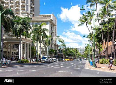 Kalakaua Avenue Traffic Bus High Rise Waikiki Beach Beaches Cent Hi Res