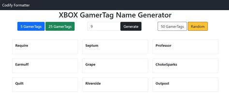 Xbox Gamertag Name Generator Codifyformatter