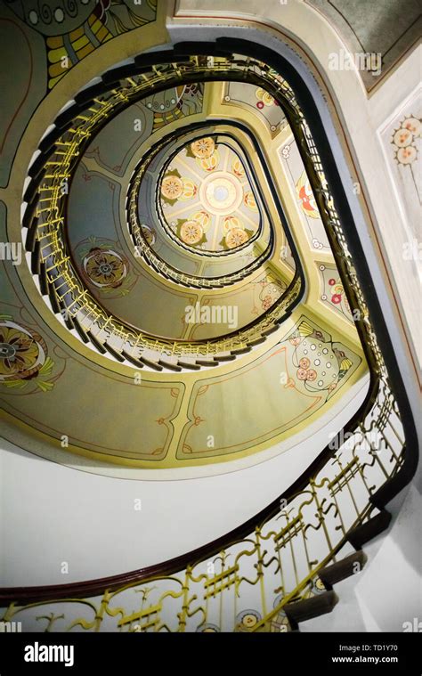 Riga Latvia May 25 2019 Spiral Staircase In Building Of Art