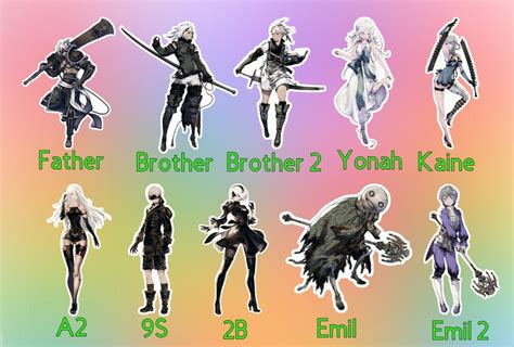 NieR Automata/Replicant Sticker 2B, 9S, A2, Nier, Yonah, Emil, Kaine ...