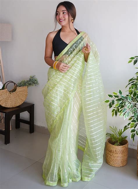 Green Organza Gota Sarees SASACY1377