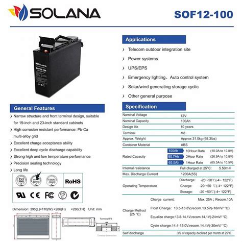 Baterai Aki Kering Baterai Solana Baterai Front Terminal V