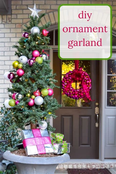 DIY Ornament Garland & My Pink Porch Decor · Nourish and Nestle