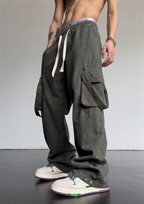 Штаны "MEBXX Distressed Gray Green Cargo Pants" - DL Studio