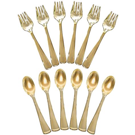 Buy Gold Disposable Plastic Serving Utensils Six 9 Inch Forks Six 9