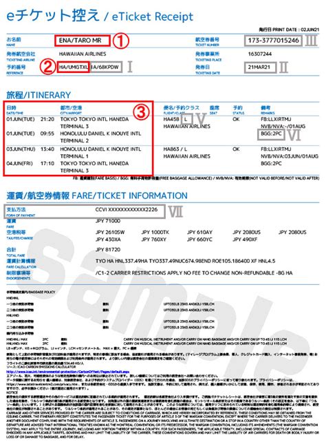 海外航空券 Eチケットの見本と見方Amadeus海外航空券 ホテル じゃらん ena イーナ