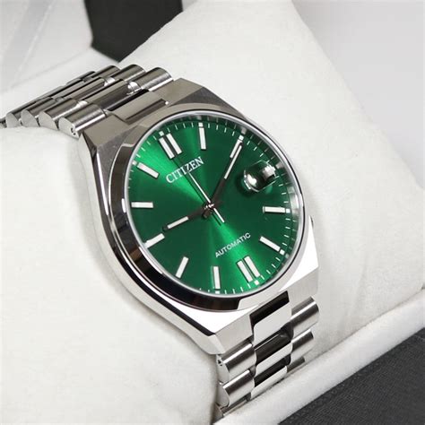 Citizen Tsuyosa Automatic Mens Stainless Steel Green Dial Watch Nj0150