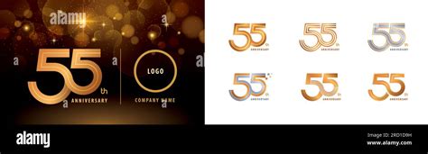 Set Of 55th Anniversary Logotype Design Fifty Five Years Celebrate