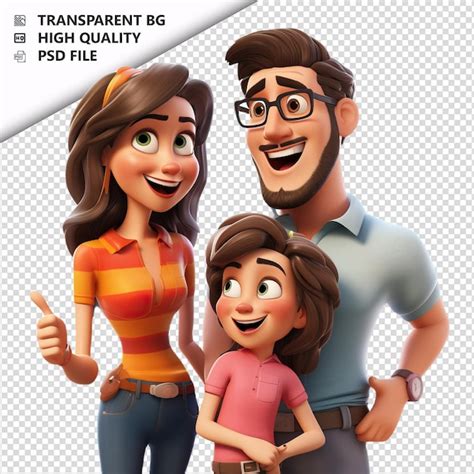 Família Latina Conversando 3D Cartoon Estilo fundo branco i PSD Premium