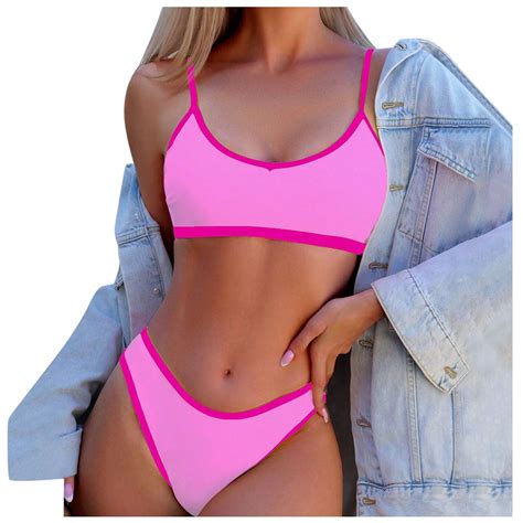Hwmodou Bikini Sets For Women Piece Print Sexy Set Bra And Thong Bathing Suit Swimming Beach
