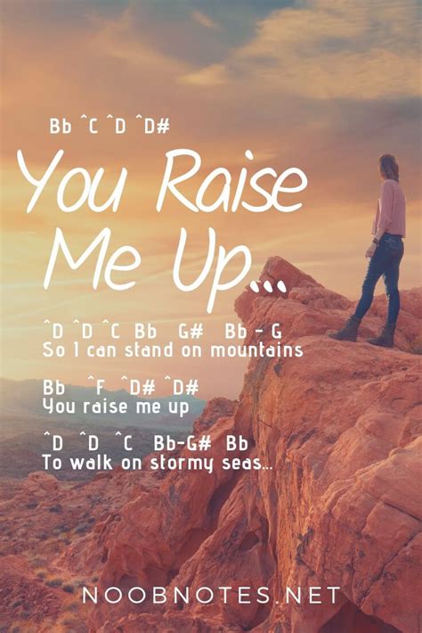 A Man Standing On Top Of A Mountain With The Words You Raise Me Up