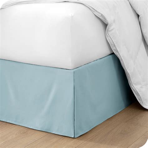 Bare Home Pleated Bed Skirt 15 Inch Tailored Drop Easy Fit Light Blue