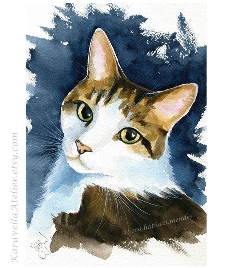 Original Calico Cat Painting Handmade Watercolor Love Me - Etsy