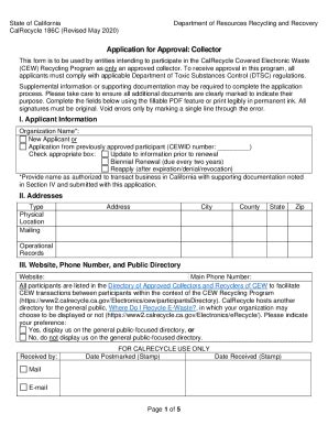 Fillable Online Calrecycle Ca Application For Approval Calrecycle