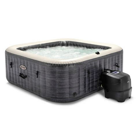 Intex Purespa Plus 6 Person Inflatable Square Hot Tub W 170 Airjets Greystone For Sale From