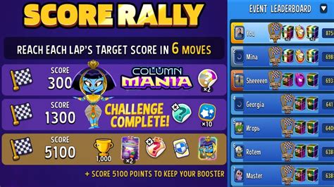 Columns Mania Solo Challenge Score Rally Score Match Masters