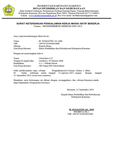 Contoh Format Surat Keterangan Aktif Bekerja Portofolio Dan Format Surat Keterangan Pengalaman