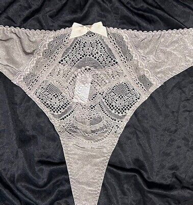 Vintage Victoria Secret Second Skin String Bikini Panties Thong L Mocha Lace EBay