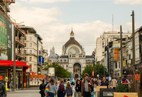 Antwerp Flanders Belgium August Old Town In The Background